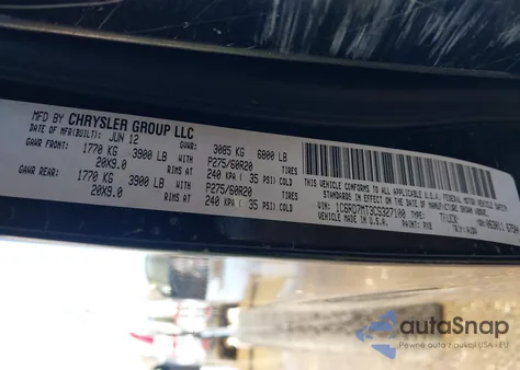 2012 Ram 1500 Sport z USA, uszkodzony, nr VIN 1C6RD7MT3CS327100